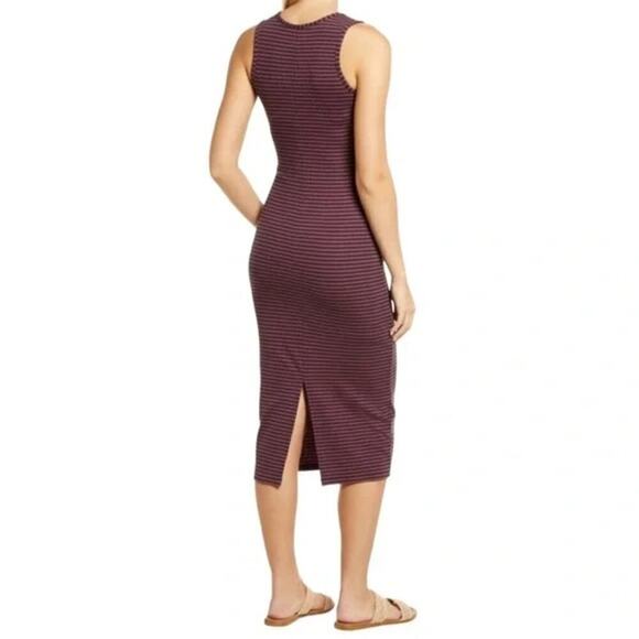 Marine Layer Lexi Daytime Dress Rib Sleeveless Midi Eclipse Auburn Stripe NWT S - Picture 2 of 7
